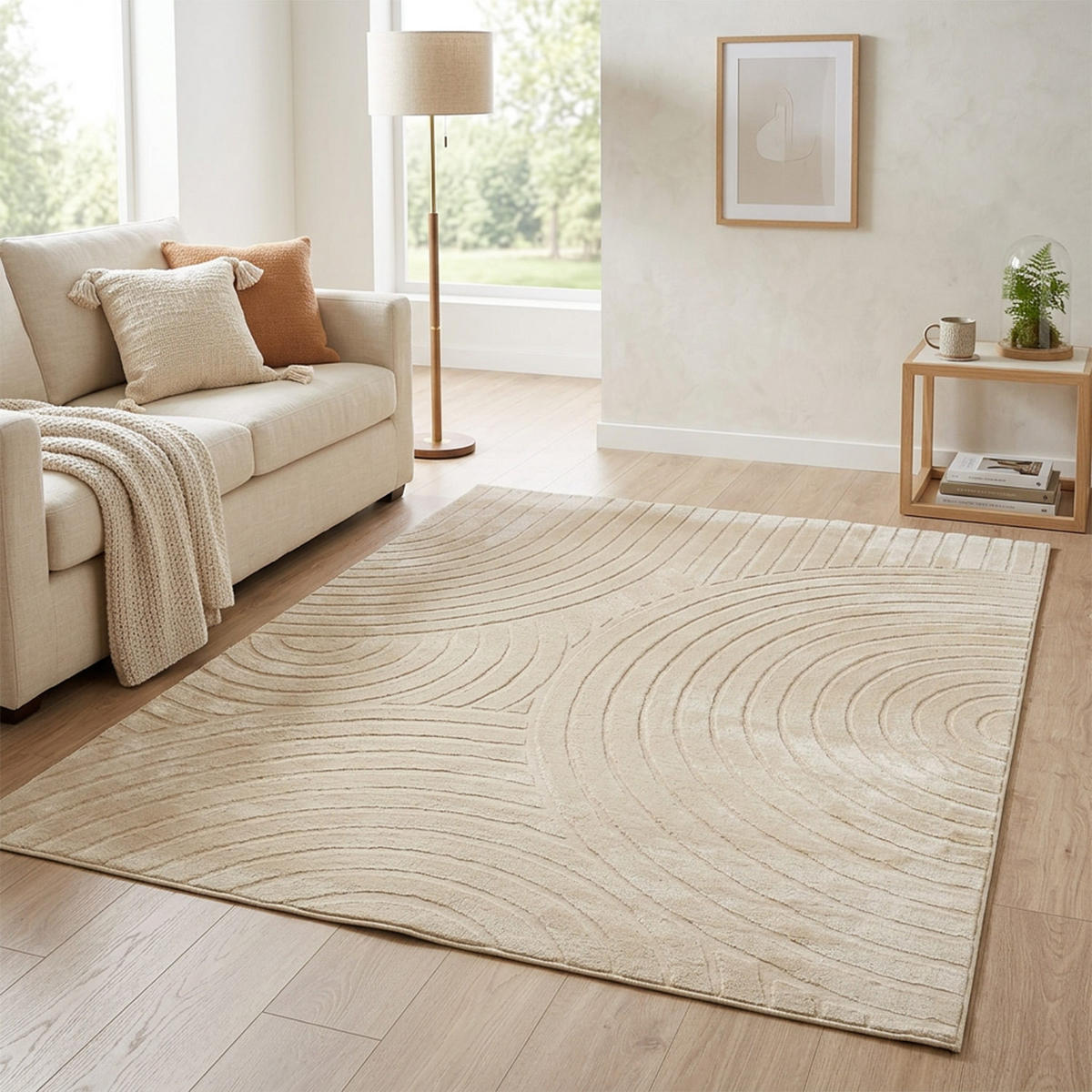KURZFLOR-TEPPICH Waves 501 Beige 120x170 cm - Beige, Textil (120/170cm) - carpet city
