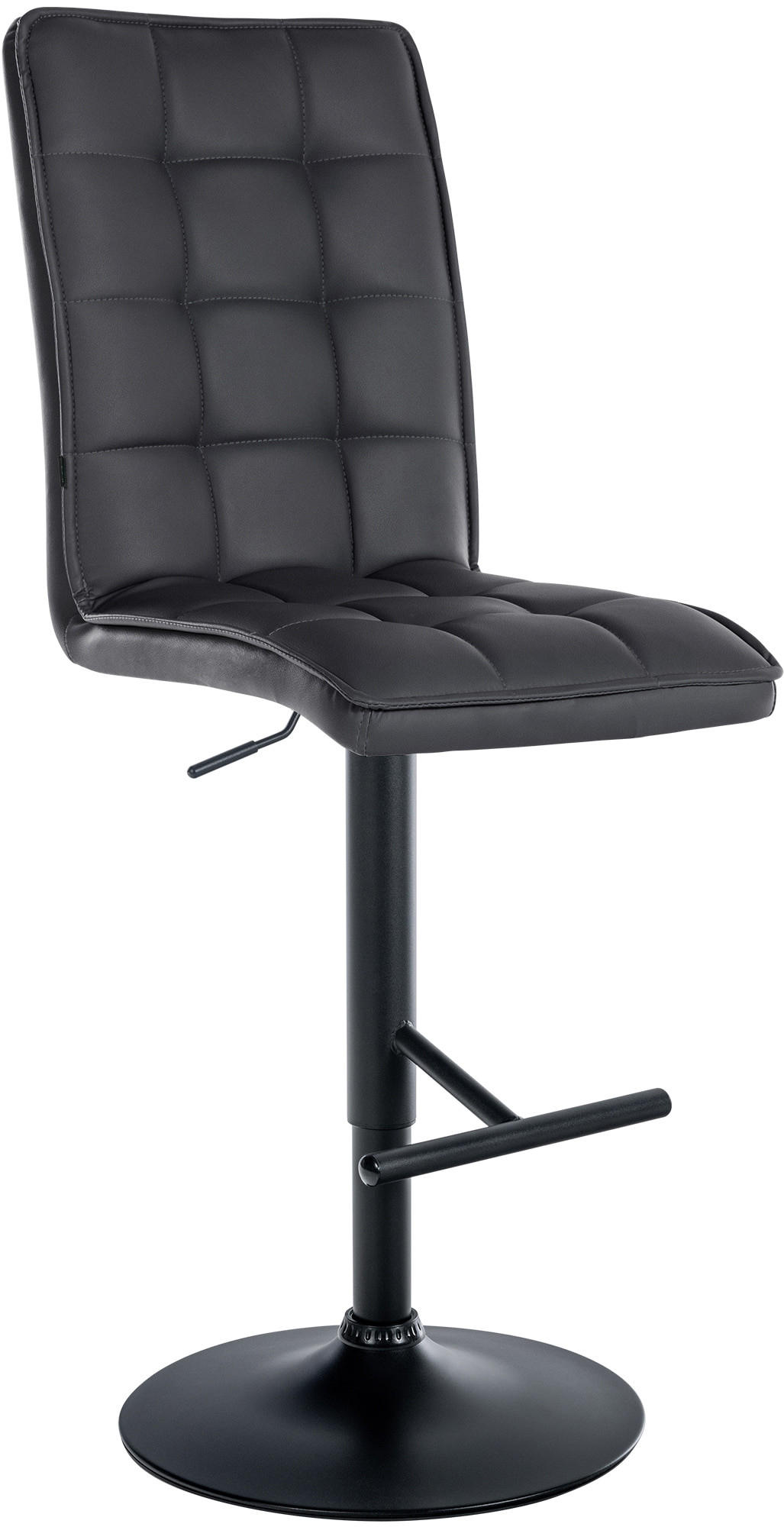 BARHOCKER Pimir Kunstleder Schwarz Schwarz - Schwarz, Leder/Metall (45/112/54cm) - DELUKE