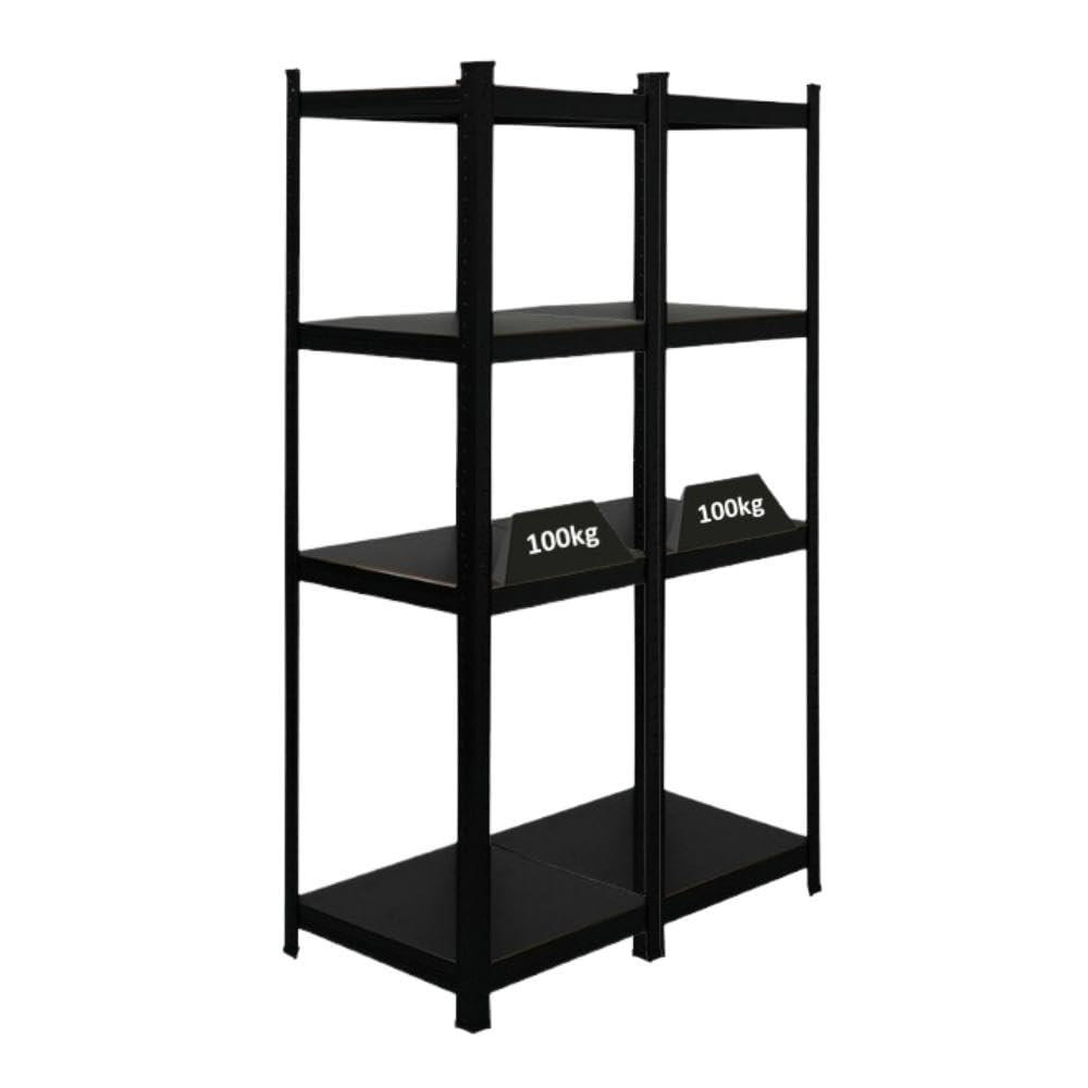SCHWERLASTREGAL Ragnar All Black Series 2er-Set mit 2x 150x45x45 cm Fachlast 100 kg Matt Schwarz - Schwarz, Metall (90/150/45cm) - PROREGAL