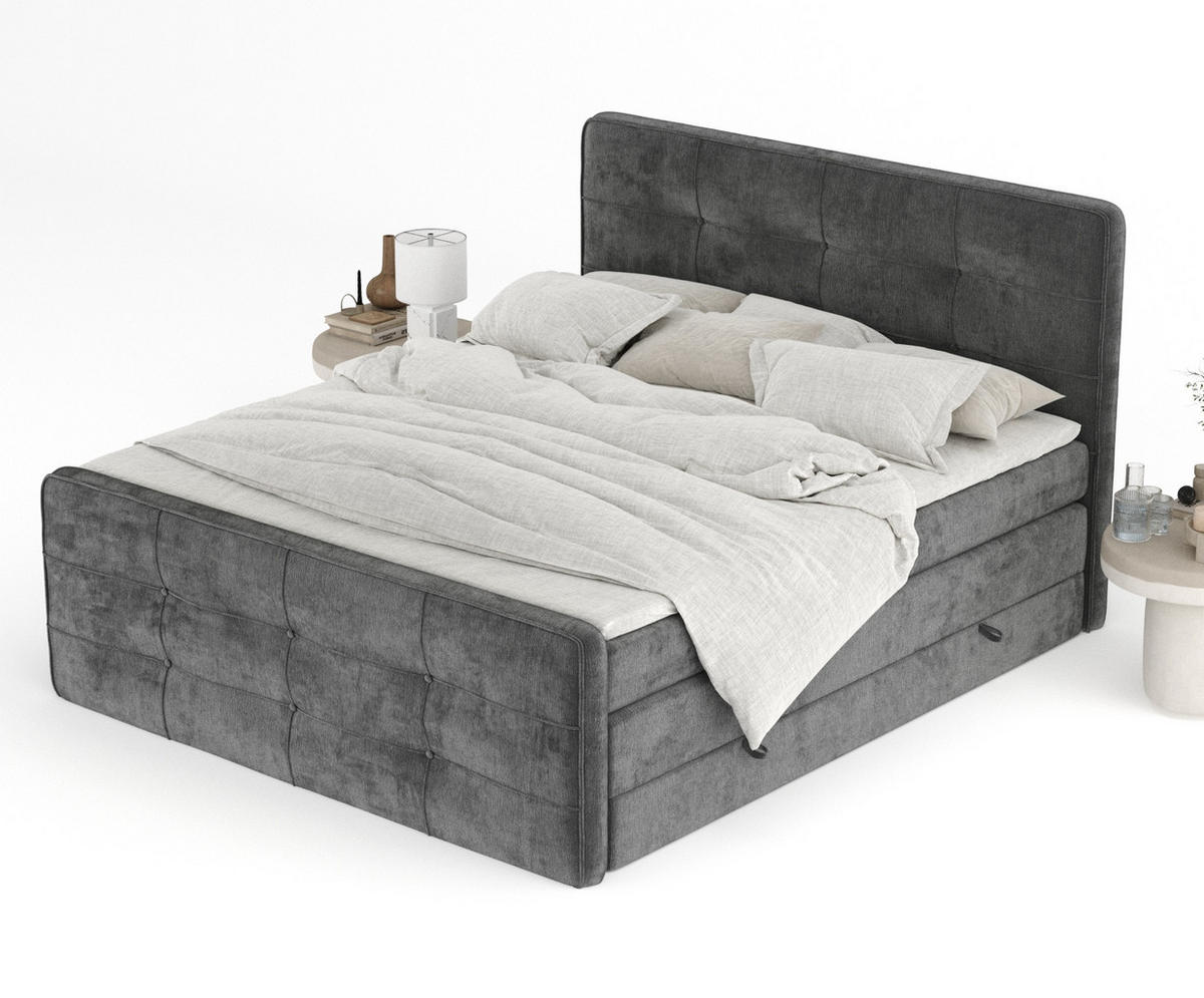 BOXSPRINGBETT Semplice Anthrazit 140/200 cm - Anthrazit/Schwarz, Holz/Holzwerkstoff (140/200cm) - Maison de Reve