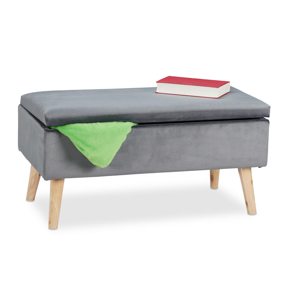 SITZBANK - Anthrazit, Holz/Holzwerkstoff (80/41/40cm) - Relaxdays