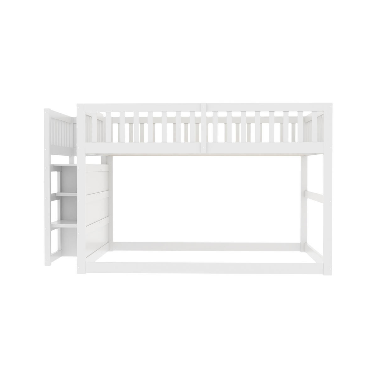 HOCHBETT 140/200 cm aus Holz mit Treppe und 4 Schubladen – Weiß - Weiß, Holz (140/200cm) - BEAOK
