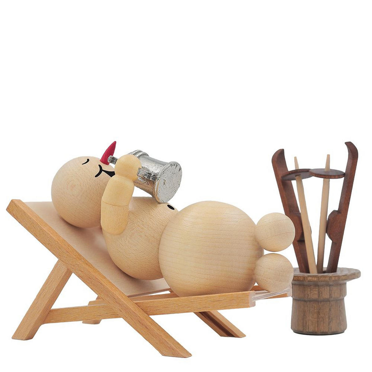 HOLZFIGUR Schneemann im Liegestuhl 5 cm - Multicolor, Holz (9/1/0.1cm)