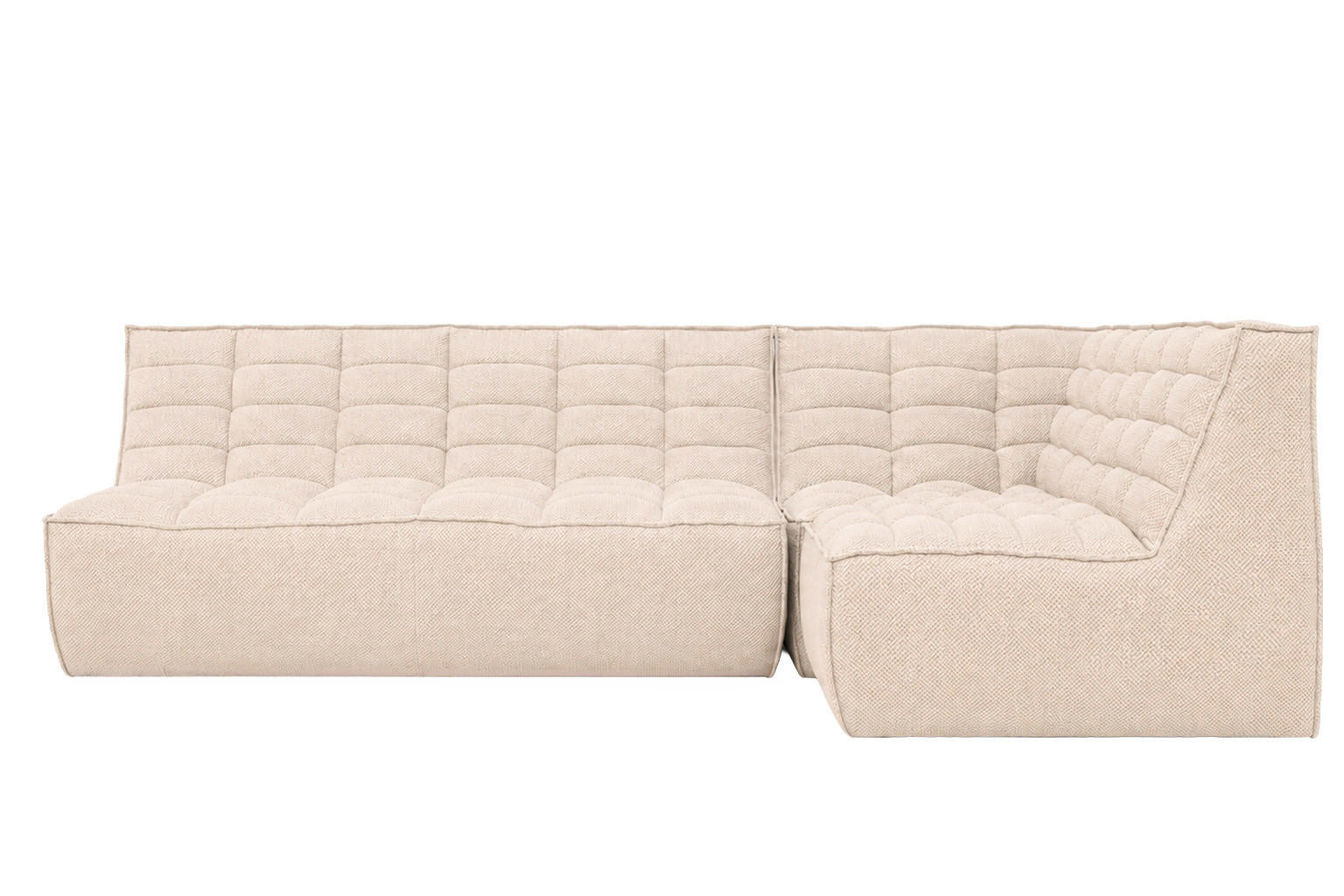 ECKSOFA Modulare L-Form, Plüschstoff Pop, Creme, Rechts, LAZY L Mini - Creme, Holz (253/173cm) - Kaiser Möbel