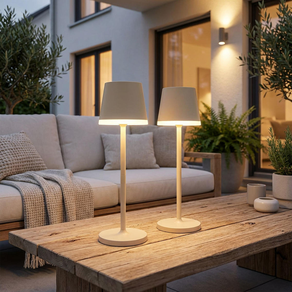 LED AUSSENLEUCHTE Metall Beige 2er Set - Beige, Metall (11/11/41cm) - Globo Lighting