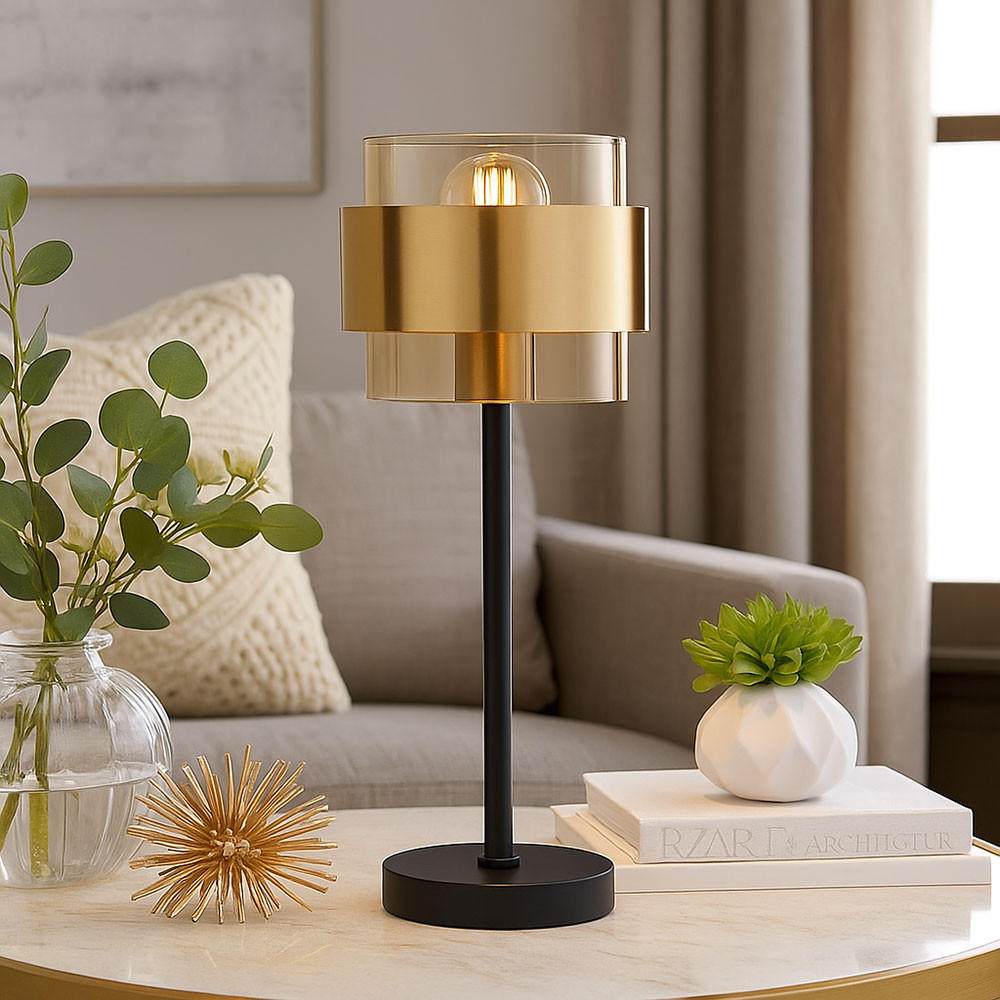 Thumbnail - Globo Lighting Tischleuchte, Schwarz, Glas, Rund, 18x47x18 cm, Lampen & Leuchten, LED Beleuchtung, LED-Tischleuchten