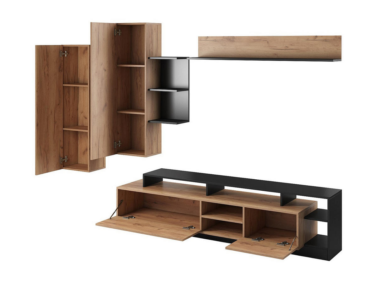 TV-WAND - 260 x 40 - holz - anthrazitgrau, naturfarben hell Idesia - Anthrazit/Naturfarben, Holz (260/171.5/40cm) - Vente-Unique