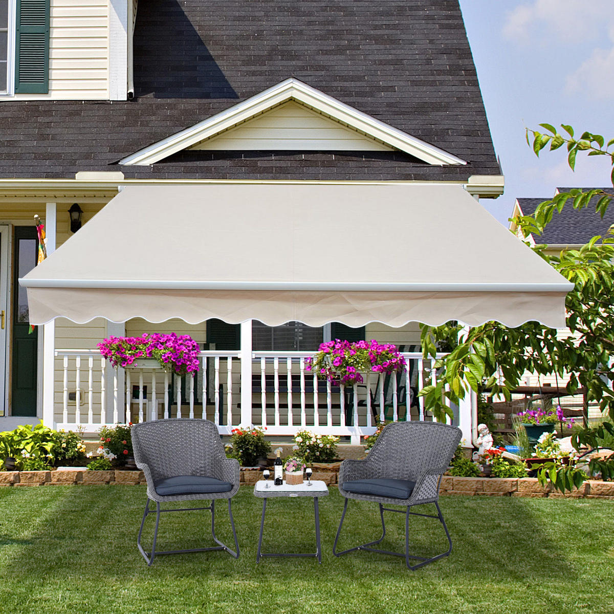 GELENKARMMARKISE, Aluminium, Beige - Beige, Metall (300/16/450cm) - Outsunny