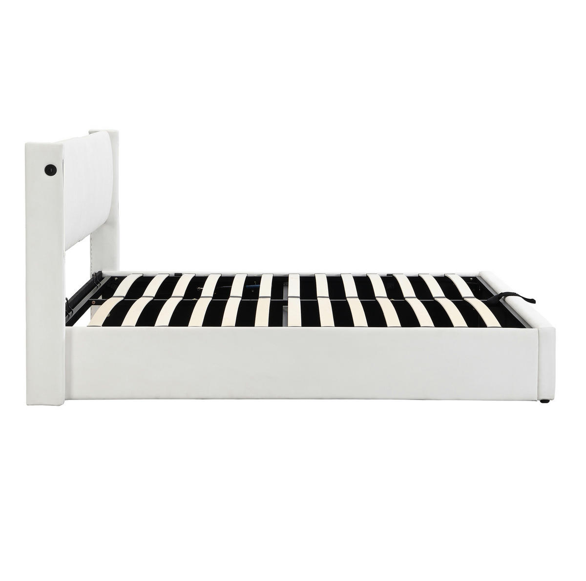 POLSTERBETT mit PU-Bezug 140x200 cm Weiß mit Stauraum, LED-Beleuchtung, USB-Anschluss und verstellbarem Kopfteil - Weiß, Leder (140/200cm) - IVMEU