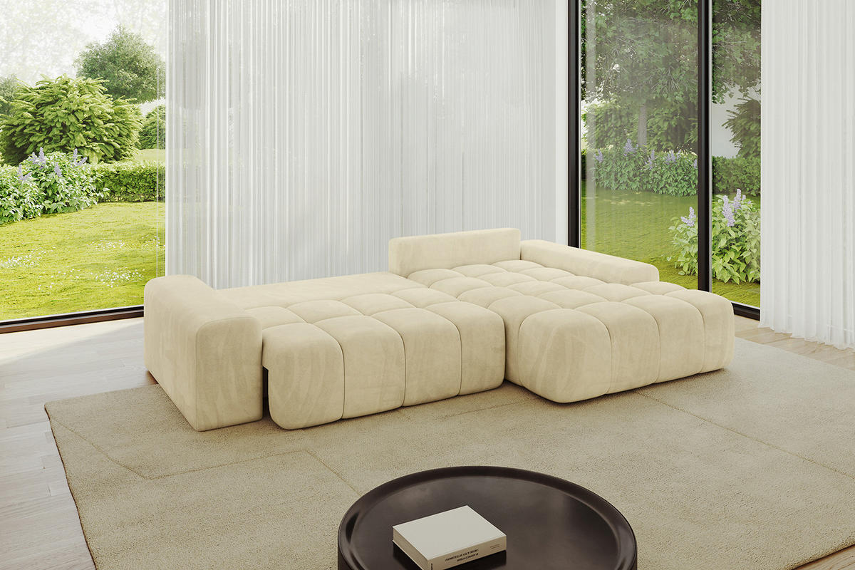 ECKSOFA Ottomane Rechts ENSI-L - 267x164x88 cm Taupe - Taupe, Holzwerkstoff/Kunststoff (164/267cm) - ALTDECOR