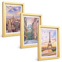 BILDER SET 3er Set - 20x30 cm Goldrahmen - Städte New York Paris Dämmerung - Goldfarben, Kunststoff (20/30cm) - TULUP