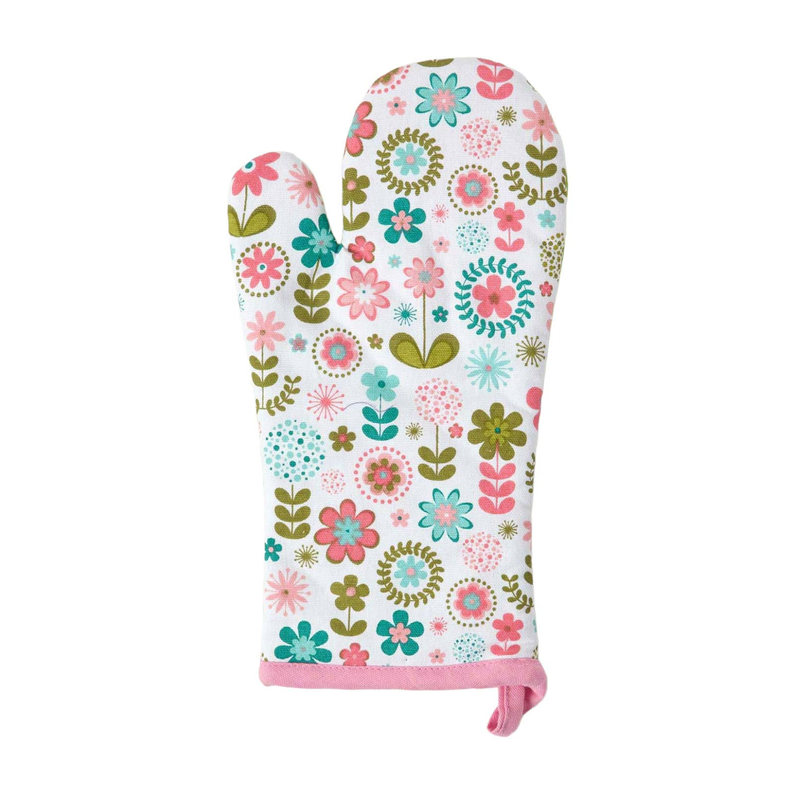 OFENHANDSCHUH Retro-Blumen 18/32 cm, Baumwolle wattiert - Multicolor, Textil (18/32cm) - Homescapes