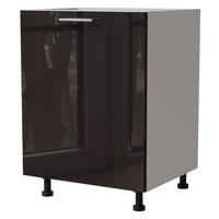 KÜCHENUNTERSCHRANK Essen D1D/60 Schwarz Hochglanz / Weiß Matt 60 / 50 / 82cm - Schwarz Hochglanz/Schwarz, Holz/Holzwerkstoff (60/82/50cm) - Feldmann-Wohnen