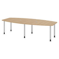 KONFERENZTISCH mittel KT28 130/280/74 cm in Eichefarben/Füße in Silberfarben - Eichefarben/Silberfarben, Holzwerkstoff (130/280/74cm) - bümö