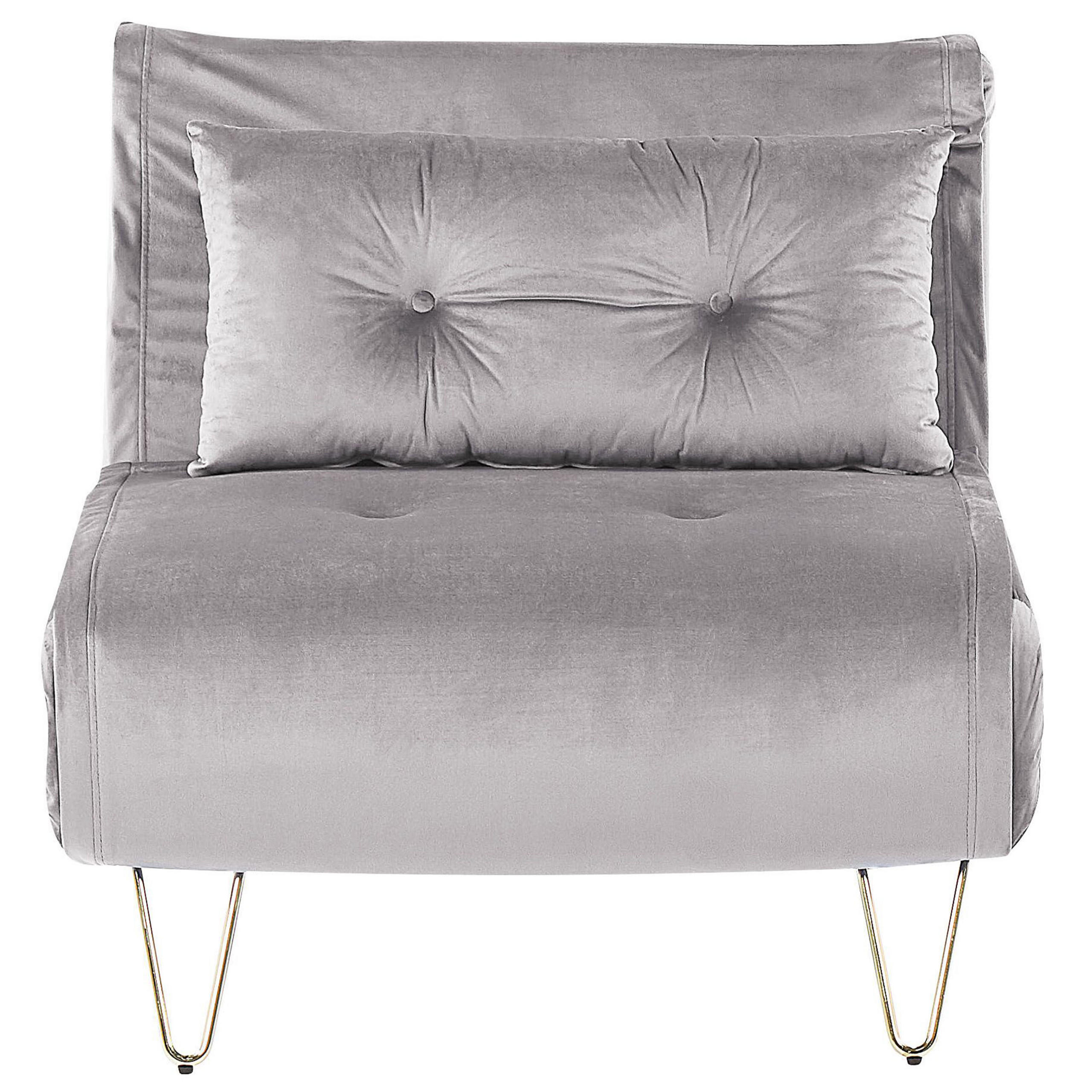 SCHLAFSOFA Samtstoff Grau Vestfold - Hellgrau, Textil (85/81/78cm) - Beliani