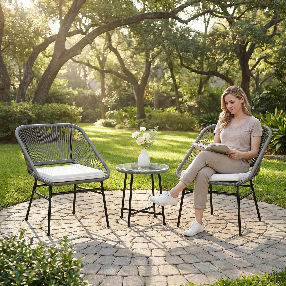 GARTENMÖBEL-SET, Outdoor Lounge Balkonmöbel für 2 Personen Dunkelgrau - Dunkelgrau, Metall - Outsunny