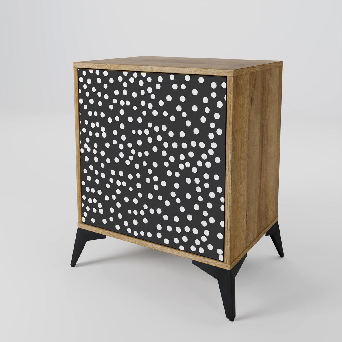 SIDEBOARD BLINDING LIGHTS, Eichefarben, 57,5x42x72,5 cm, Schwarze Metallfüße - Eichefarben/Multicolor, Holzwerkstoff/Metall (57.5/72.5/42cm) - SpaceRebels