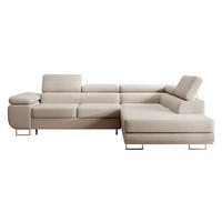 ECKSOFA Stevil Hellbeige Velours - Ecru/Silberfarben, Textil/Metall (275/203cm) - Selsey