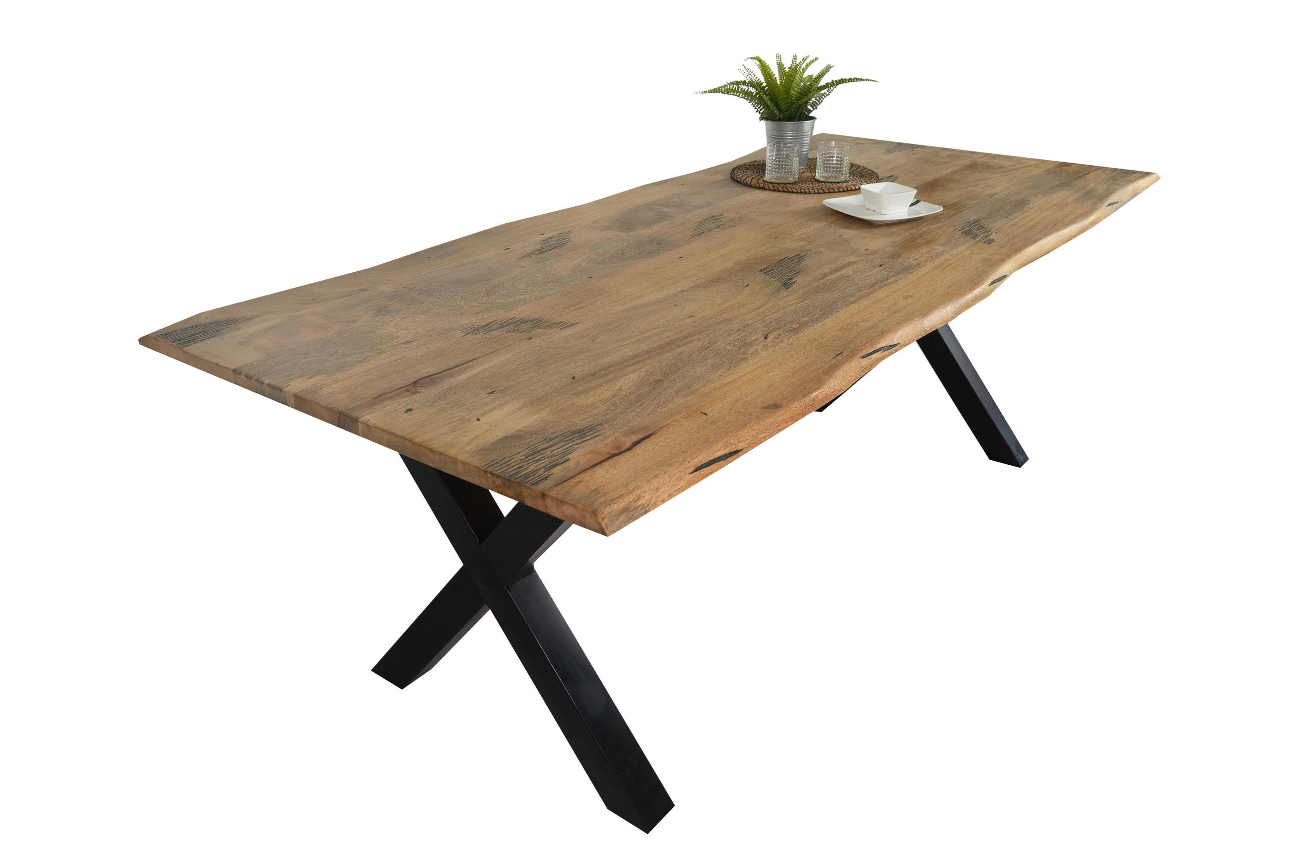 ESSTISCH TIGER X - Beige/Schwarz, Holz/Metall (100/220/77cm) - SAM