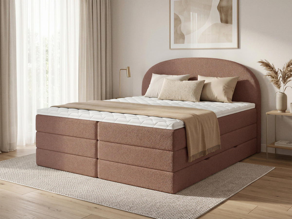 BOXSPRINGBETT Cloud Max - 160x200 -rosa (Coral 45) - Schwarz/Rosa, Holz/Holzwerkstoff (160/200cm) - Sofnet