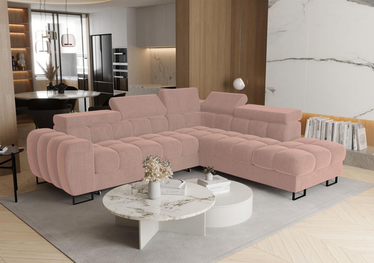 ECKSOFA Bastien Max Mit Schlaffunktion - Rosa, Holzwerkstoff/Textil (260/225cm) - Fun Möbel
