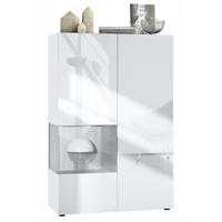 VITRINE Morena Einsatz in Beton Oxid Optik - Hellgrau, Holzwerkstoff (91.5/136.5/37cm) - Vladon