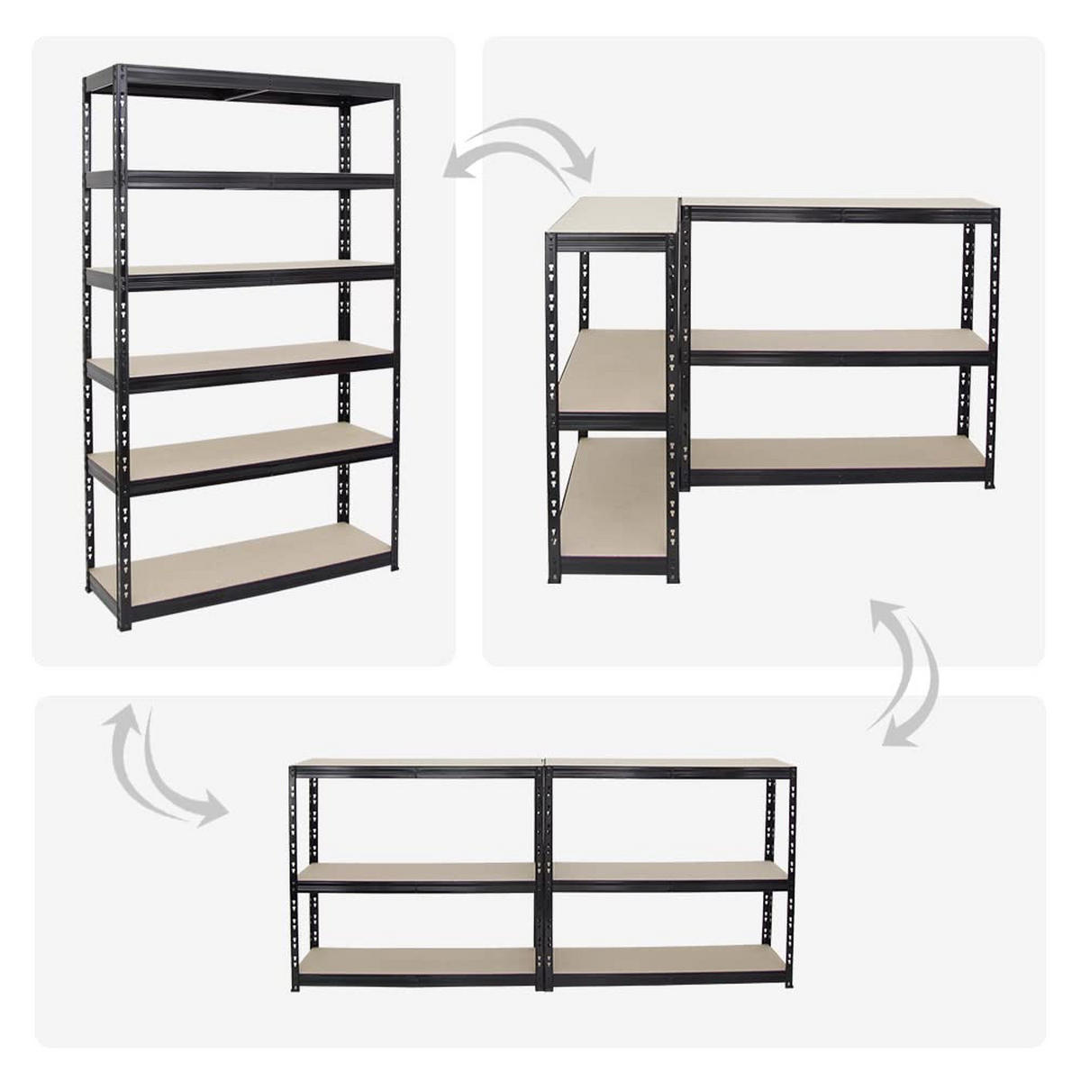 SCHWERLASTREGAL Giant Tiger XL 2er-Set mit 2x 220x120x60 cm Fachlast 265 kg 6-Ebenen Schwarz - Schwarz, Metall (240/220/60cm) - PROREGAL