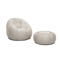 SESSEL UND POUF FIGO UND FAGO, ecru - Ecru, Holzwerkstoff/Textil (104/83/104cm) - Courtois Laville