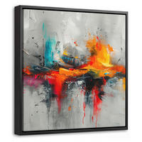 LEINWAND Bilder mit Rahmen - Moderne Kunst - Orange - Grau - Abstrakt - 20x20 - Hellgrau, Textil (20/20cm) - MuchoWow