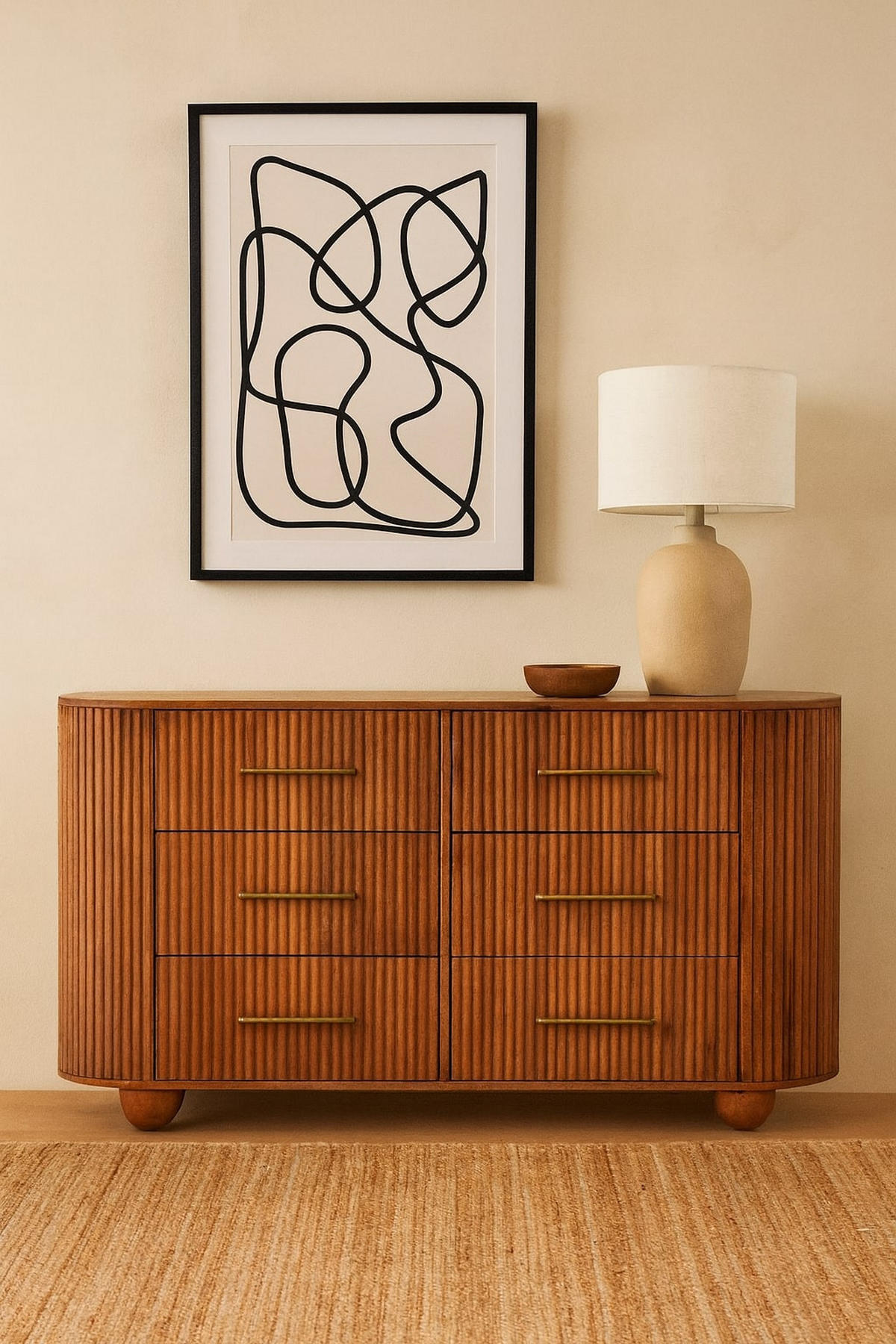 SIDEBOARD mit Amber-Eichen-Finish, Platz auf der Tischplatte, braun - Goldfarben/Braun, Holz/Metall (135/79/35cm) - Artisan Furniture