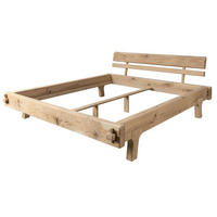 BALKENBETT Eiche 180x200 natur geölt OAK HEART #03 - Braun, Holz (180/200cm) - Massivmoebel24