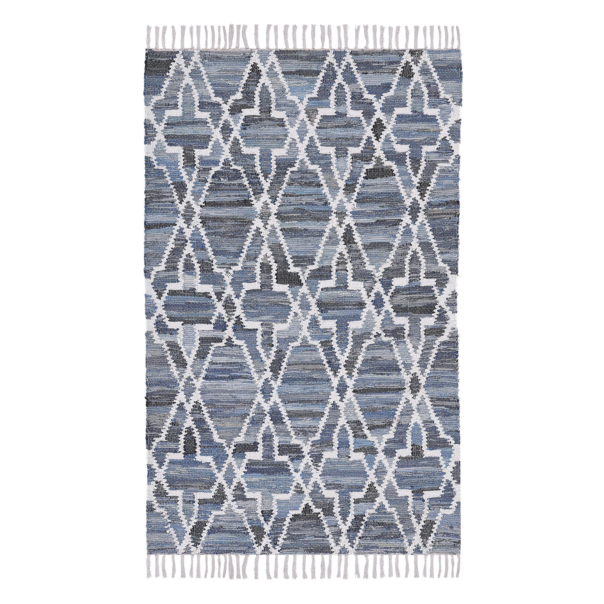TEPPICH geflochten Adiyaman 200/140 cm - Blau, Textil (140/200cm) - Beliani