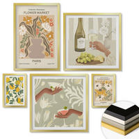 WANDBILDER 5er Set - 50x50 cm & 20x30 cm & 40x60 cm Goldrahmen - Blumenposter Paris Mailand - Goldfarben, Kunststoff (40/60cm) - ArtPrintCave