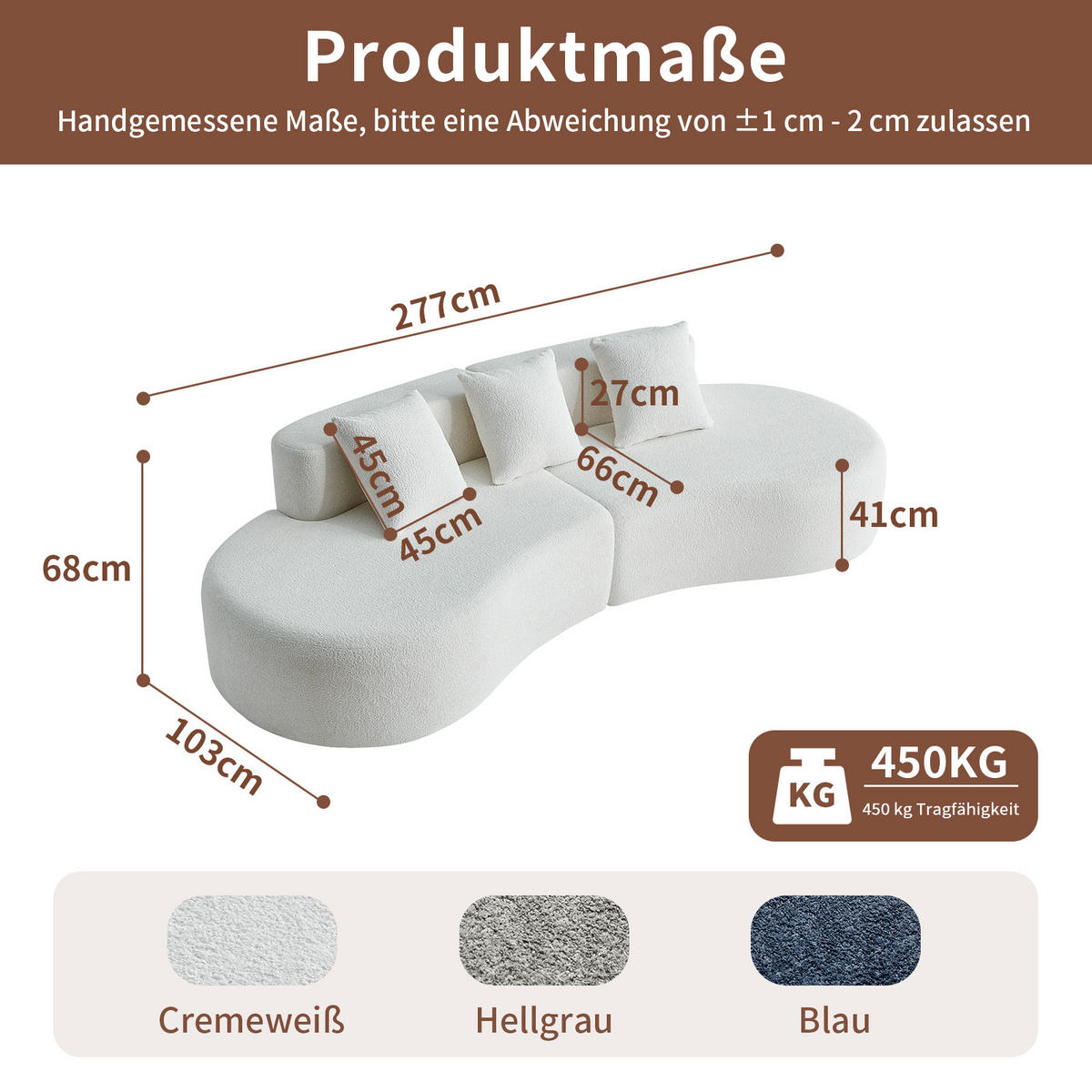 ECKSOFA DE-35255 gekrümmt Weiß - Weiß, Textil (103/277cm) - ComfortXL