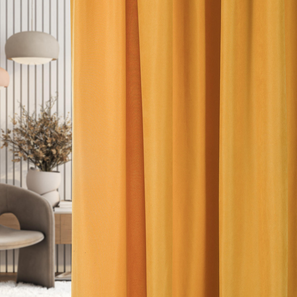 FERTIGVORHANG mit Schlaufenband honiggelb 140 x 280 cm - Gelb, Textil (140/280/1cm) - Dekoria
