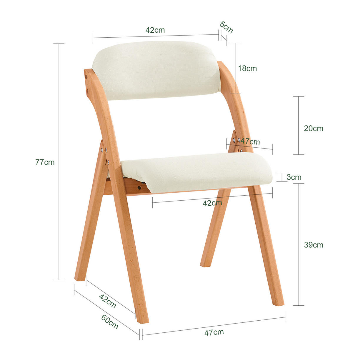 KLAPPSTUHL Weiß - Weiß, Holz (47/93/8cm) - SoBuy