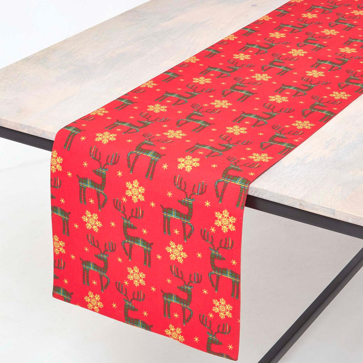 TISCHLÄUFER Weihnachten – Rentier rot, 35/180 cm, 100% Baumwolle - Rot, Textil (35/180cm) - Homescapes