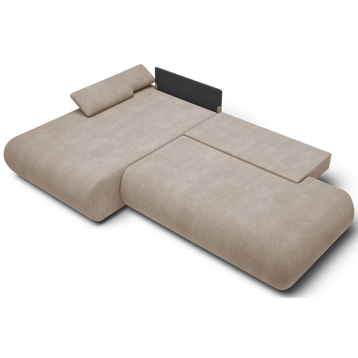 ECKSOFA Armone Beige Chenille - Beige/Schwarz, Kunststoff/Textil (286/173.5cm) - Selsey