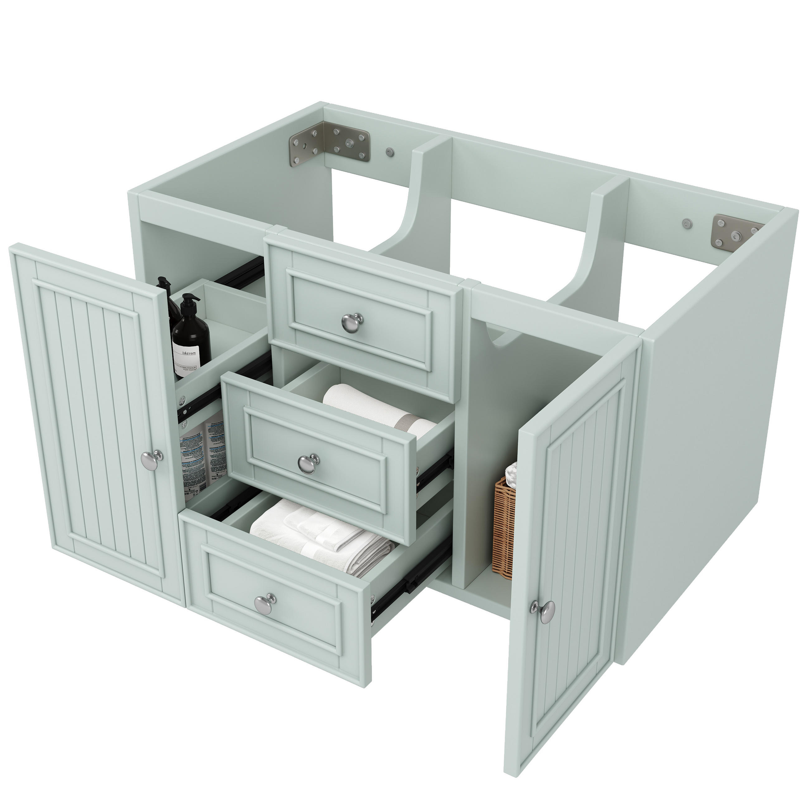 WASCHTISCH 78.5x46x46.8cm Grün Mit 3 Schubladen - Grün, Holzwerkstoff (46/46.8/78.5cm) - FLIEKS