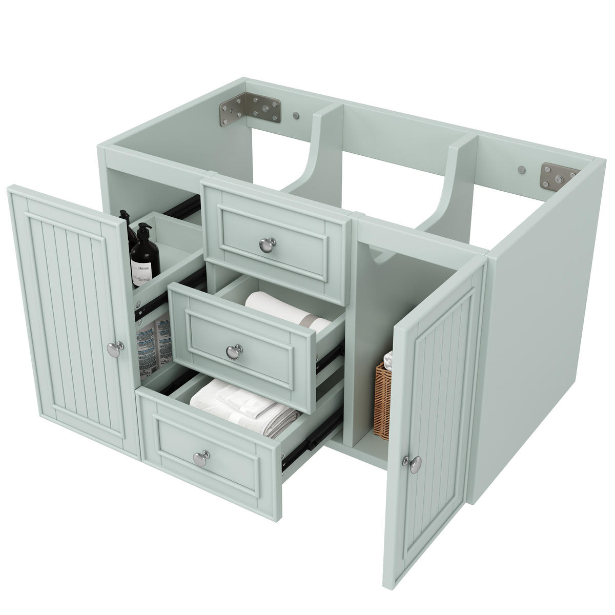 WASCHTISCH 78.5x46x46.8cm Grün Mit 3 Schubladen - Grün, Holzwerkstoff (46/46.8/78.5cm) - FLIEKS