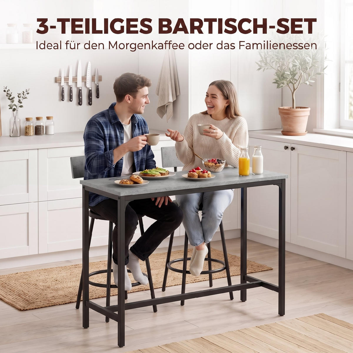 BAR-SET Grau 100.0/40.0/90.5cm - Grau, Holzwerkstoff (40/90.5/100cm)