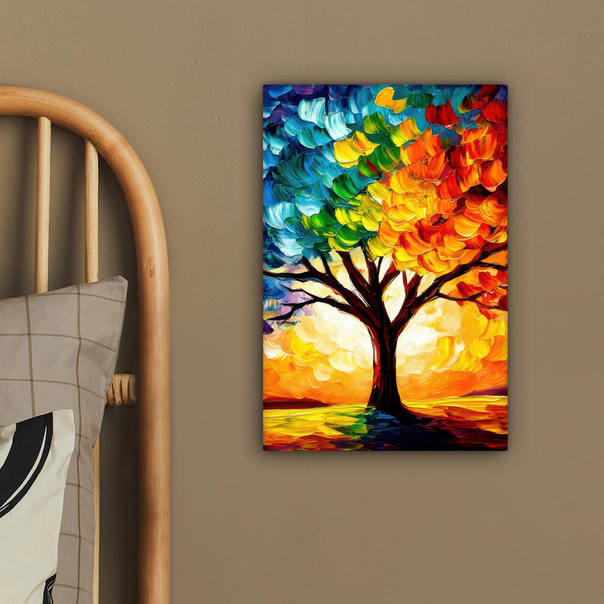 LEINWANDBILD - Baum - Kunst - Natur - Sonnenuntergang - 20x30 - Bilder - Multicolor, Textil (20/30cm) - MuchoWow
