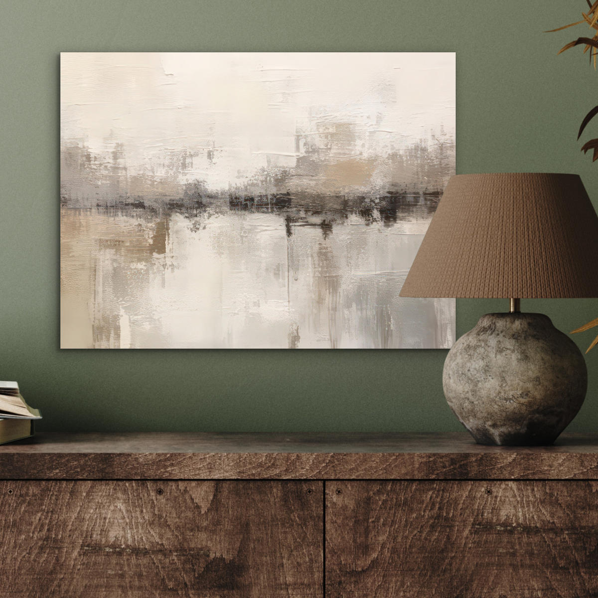 KOVOVÝ OBRAZ Moderné umenie - Abstraktné - Béžové 40x30 cm - béžová, kov (40/30cm) - MuchoWow