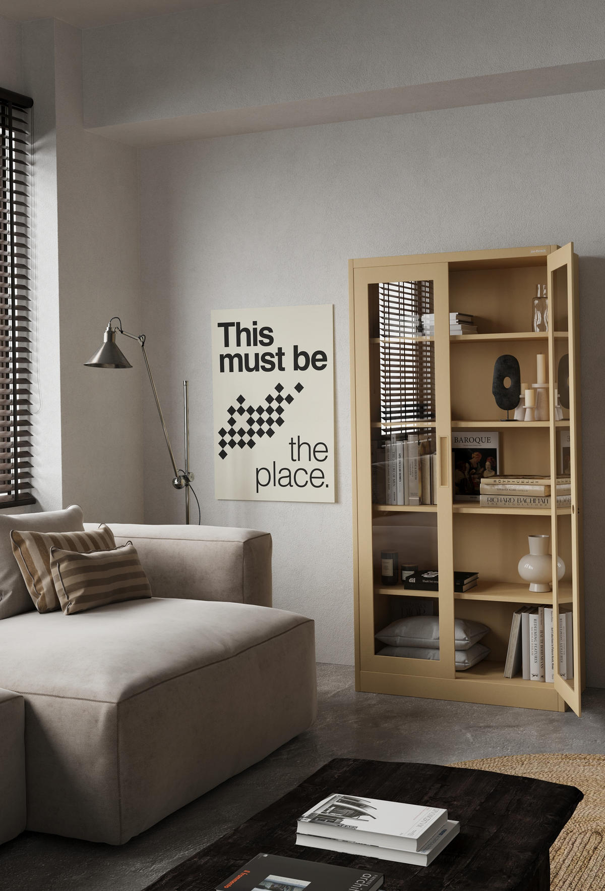 VITRINENSCHRANK Amelia - Beige, Metall (90/185/40cm) - Jan Nowak