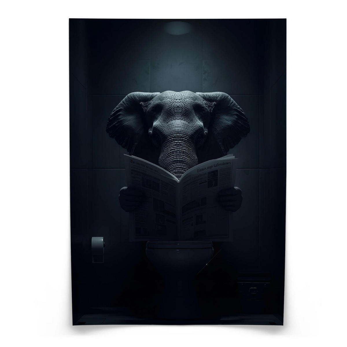 POSTER für WC Badezimmer ELEFANT mit Zeitung Abstraktion 30x40cm - Schwarz/Grau, Papier (30/40/40cm) - Muralo
