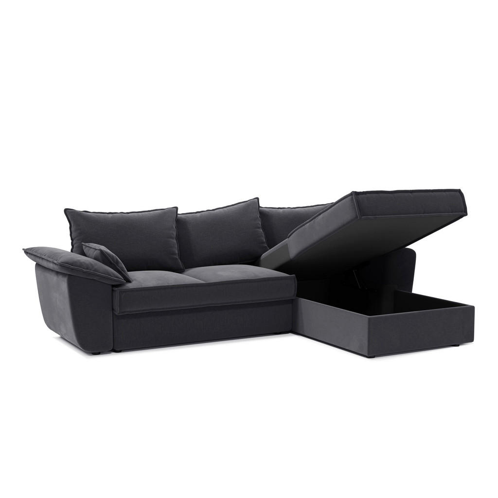 Thumbnail - Sia Home Ecksofa, Graphit, Textil, 4-Sitzer, L-Form, Ottomane rechts,Rechteckig, 257x168 cm, Wohnzimmer, Sofas & Couches...