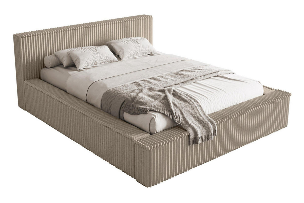POLSTERBETT AFFOLIO Dunkelbeige 180x200 cm - Schwarz/Cappuccino, Holz/Textil (180/200cm) - Selsey