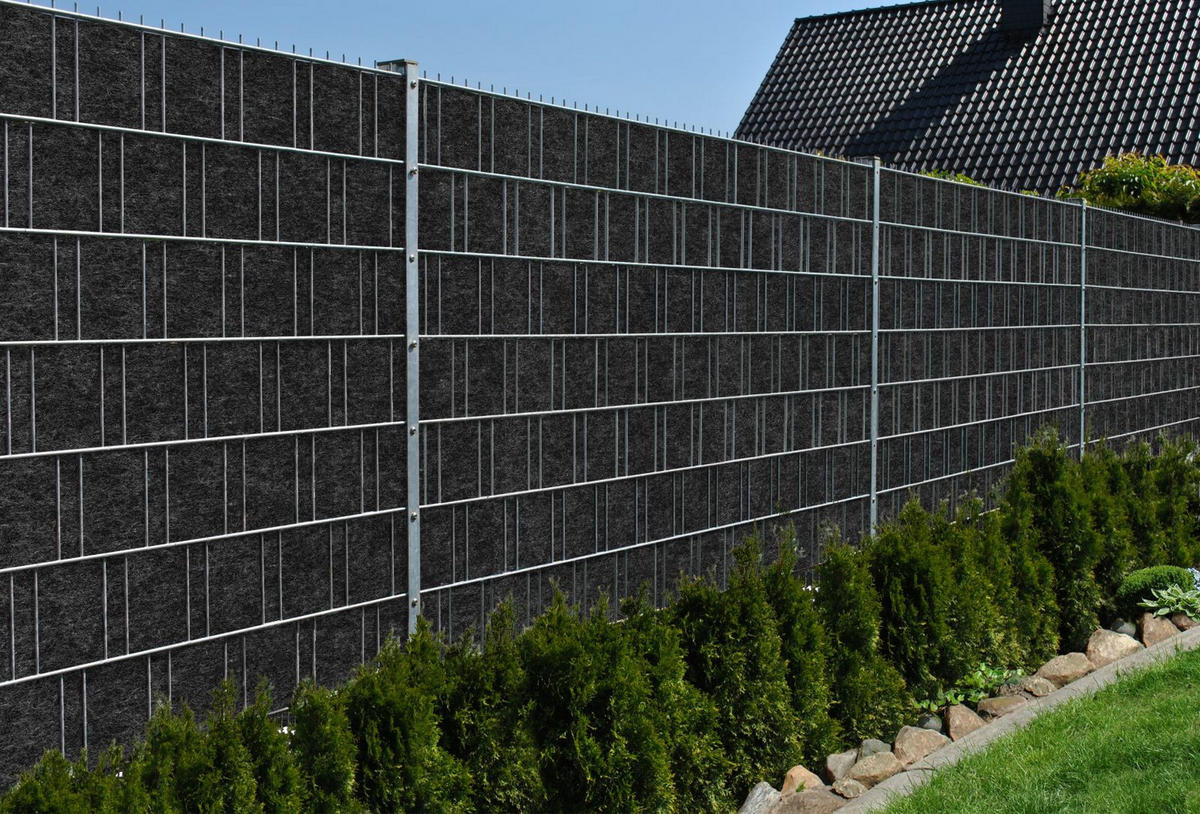 SICHTSCHUTZSTREIFEN Design Vlies für Doppelstabmatten Schwarzgrau 10x 2,55m - Schwarz, Kunststoff (255/19cm) - ZAUN|ZU