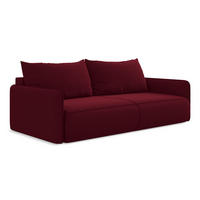 3-SITZER SOFA mit Schlaffunktion Samt Stoff Rot - Bordeaux/Rot, Kunststoff/Textil (216/86/105cm) - Makamii