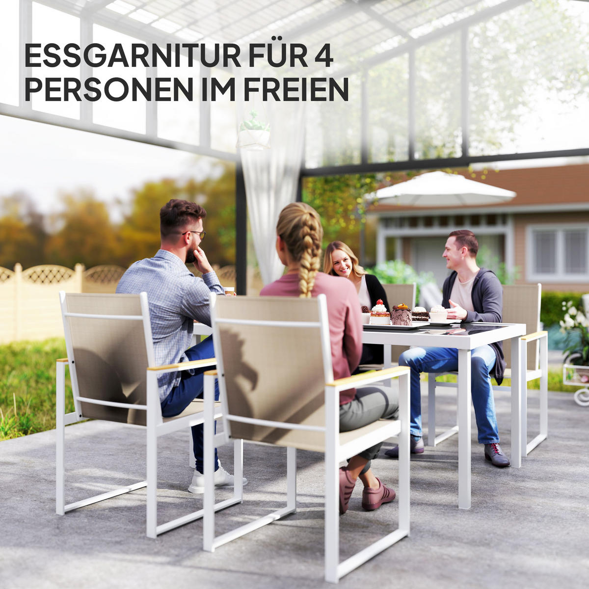 GARTENMÖBEL-SET Multicolor 150.0/87.0/72.0cm - Multicolor, Metall
